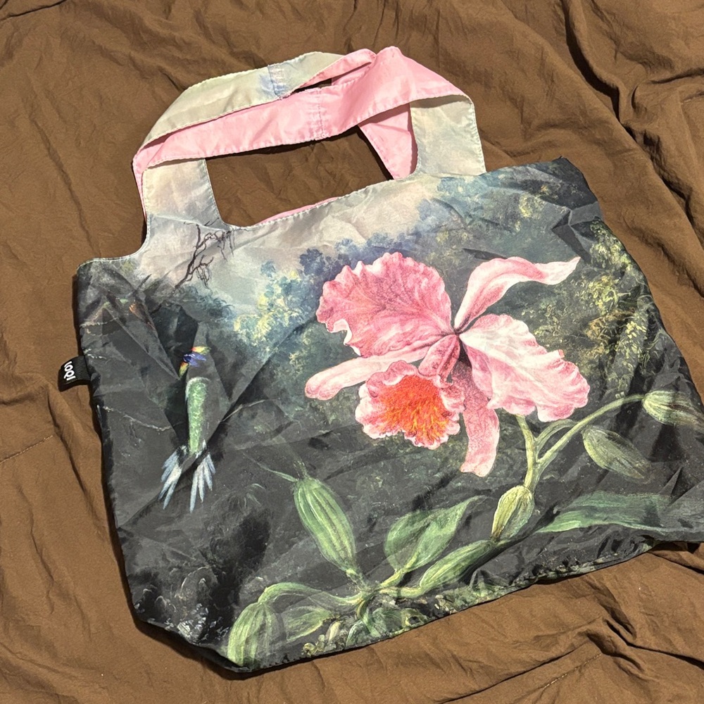 LOQ Pink and Black Floral Tote Bag
